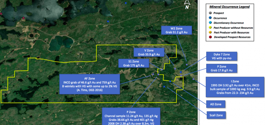 PORTOFINO RESOURCES, 2 high profile gold projects in northwestern Ontario, 1 with a 18 g/t Au grab sample discovery