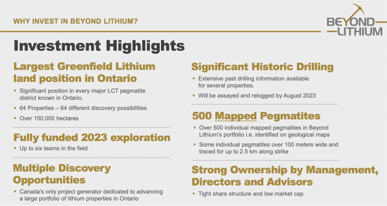 Beyond Lithium exploring 150k ha (across 64 properties) in Ontario